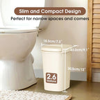CEROELDA 3 Pack Bathroom Trash Can with Lid, 10L/2.6 Gal Small Garbage Can with Press Top Lid, Slim Plastic Waste Basket for Toilet, Office, Bedroom (Beige) - color: 3 Pack-Beige