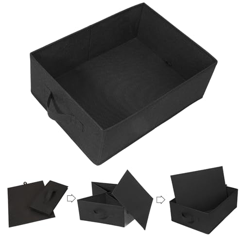 BOMKEE Clothings Collapsible Storage Bins, Foldable Organizers and Storage Baskets Cube Storage Bin for Bedroom Living Room (4 Pack, Black, 15.4x11.4x5.5inch) - color: Black, size: 15.4x11.4x5.5inch