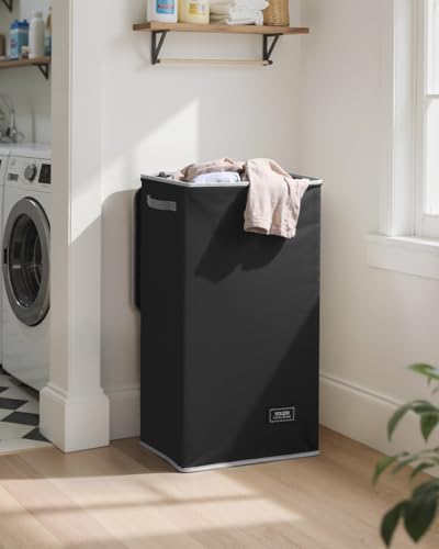 SOLEDI Laundry Hamper Black with Lid and Removable Bag - 100L Large and Tall Laundry Basket Collapsible with Handle for Clothing and Toys Storage - Dirty Clothes Hamper for Bedroom, bathroom, dorm - color: Black, size: 100L