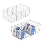 Vtopmart 2 Pack Food Storage Organizer Bins, Clear Plastic Bins for Pantry, Kitchen, Fridge, Cabinet Organization and Storage, 4 Compartment Holder Packets, Snacks, Pouches, Spice Packets - style: 2 Pack