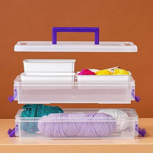 IRIS USA 9 Qt. Plastic Craft Storage Container Bins with Lids, 1 Pack, Small Art & Office Supply Organizer Tote, Sensory Bins & Boxes for Home & University, Latchable, Stackable, Portable, Clear - size: 9 Qt. - 1 Pack, style: STACK & CARRY - 2 Layered