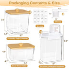 Homde Clear Laundry Detergent Dispenser: 3+2 Pack Reusable Pods Container with Lids for Dryer Balls - Plastic Sheets Holder Set for Scent Booster