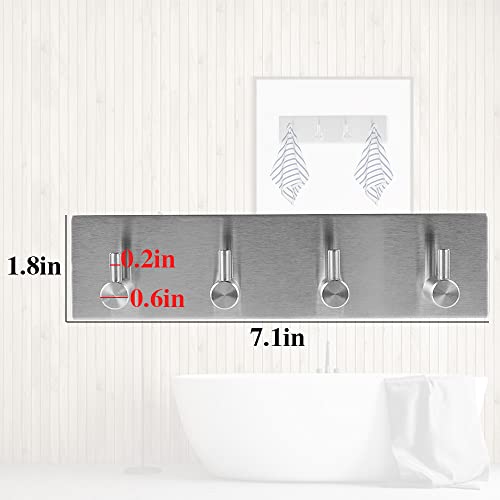 Picowe Key Holder for Wall Decorative, Adhesive Stainless Steel Key Hooks, Key Hanger Key Organizer for Wall, Towel Hook Coat Hanger for Entryway Hallway Kitchen(Four Rows,Sliver 1PCS) - color: Sliver