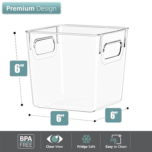 Sorbus 2 Pack Small Clear Plastic Storage Bins, Clear Organizer Bins with Handle for Kitchen, Pantry, Cabinet, Refrigerator, Craft, Toys, Clothes, Closet, Under Sink, Bathroom Organizers and Storage - size: Small, style: 2 Pack