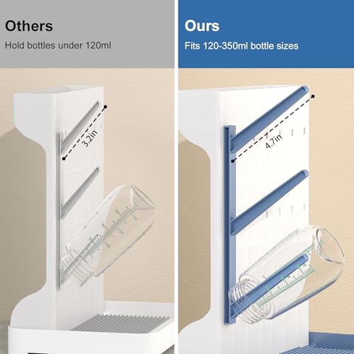 GoMaihe Baby Bottle Drying Rack: Space Saving Vertical Bottle Dryer Holder - Baby Accessories Storage Stand Organize Brushes Pacifiers on Countertop - BPA-Free - Blue - color: Blue