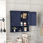 TaoHFE Blue Bathroom Over The Toilet Storage Cabinet,Wall Medicine Cabinet Organizer with 2 Door Adjustable Shelves,Wooden Modern Bathroom Shelves Wall Mounted Laundry Room - color: Blue