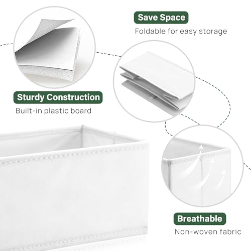 Kootek 16 Pack Drawer Organizer Clothes, Dresser Drawer Organizers for Clothing Fabric Foldable Closet Organizers and Storage Bins for Baby Clothes, Nursery, Underwear, Bras, Socks - color: White