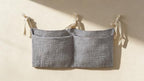 Bedside hanging bag for storing baby milk bottles and blankets - Baby diaper folding bed organizer bag - Gray - color: grey