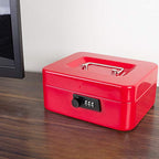 KYODOLED Medium Cash Box with Combination Lock Safe Metal Money Box with Money Tray for Security Lock Box 7.87"x 6.30"x 3.54" Red Medium - color: Red, size: Medium