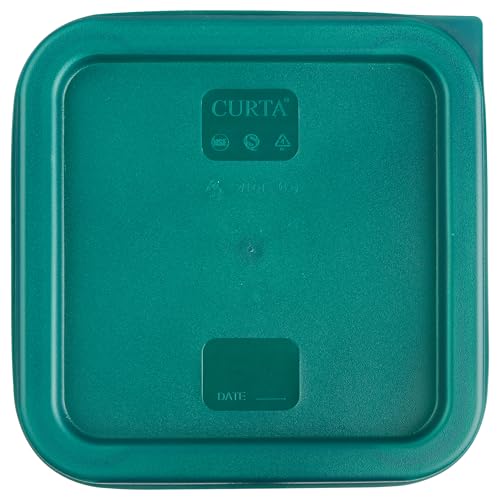 CURTA 4 Pack Food Storage Container with Green Lid - NSF Commercial Grade in 4.0 Qt - Square, Clear, Polycarbonate - color: 4.0 Qt 4-Pack(Green Lids)