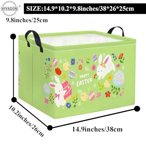 HIYAGON Rectangular Easter Basket Baby Boy Basket Kids Toy Storage Bin Organizer Box Easter Room Decor(Happy Easter) - color: Happy Easter