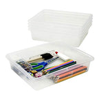 Storex Letter Size Deep Storage Tray – Organizer Bin for Classroom, Office and Home, Transparent, 5-Pack (62566U05C)