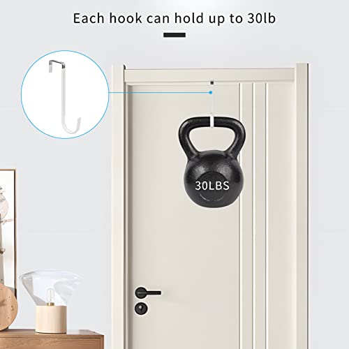FYY Over the Door Hooks, 4 Pack Upgraded Long Door Hangers Hooks with Rubber Prevent Scratches Heavy Duty Organizer Hooks for Hanging Clothes, Towels, Hats, Coats, Bags White - color: A White, size: Long, style: 4 Pack