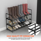 Hsscblet 3 Tiers Metal Shoe Rack,Adjustable Shoe Shelf Storage Organizer,Stackable Boot & Shoe Storage,for Entryway,Hallway,Closet,Black - size: 3-Tier
