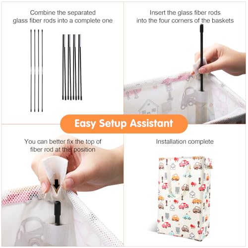 Odonata Slim Laundry Hamper Handles Collapsible Laundry Basket Thin Dirty Clothes Basket Narrow Laundry Bag Foldable Dirty Hamper 48L (Car) - color: Car