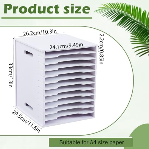 Juexica 12 Tier 8.5" x 11" Scrapbook Paper Organizer, White Cardstock File Organizer with Adjustable Shelves, Stackable Paper Trays, Desktop Storage Rack Document Holder for Desk Home Office - style: 12 Tier
