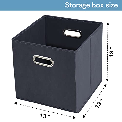 Black Fabric Cubby Storage Bins,13x13x13 Inches ,Cube Organizer Bin Foldable Storage Boxes with Dual Handles Fabric Organizer Box and collapsible Storage basket,Set of 6,Grey - color: Grey, size: 6 Pack