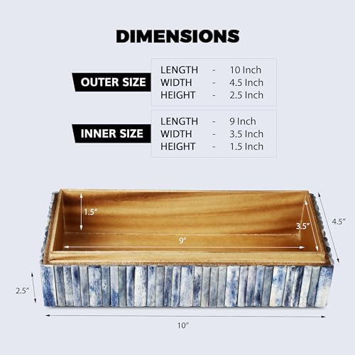 Handicrafts Home Decorative Storage Box 10x4.5 – Remote Control Holder, Jewelry Organizer, Modern Decorative Box with Lid, Boho Chic Home Décor Accent, Vintage Memory Box for Living Room Shelf Décor - color: IVORY-OCEAN, size: 10x4.5x2.5 Inch