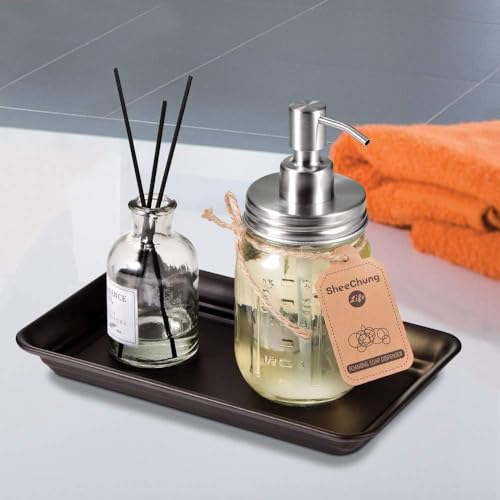Vintage Farmhouse Decor Metal Vanity Tray(1 Pack),Countertop Guest Hand Towel Storage Organizer Tray Dispenser, Sturdy Holder for Perfume, Cosmetics, Jewelry, Makeup Bathroom Organizer (Bronze) - color: Bronze, size: 1 Pack (9.9" x 5.9" x 1.1")