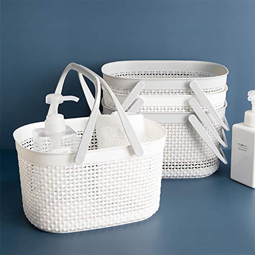 rejomiik Portable Shower Caddy Basket, Plastic Organizer Storage Tote with Handles for Bathroom, College Dorm, Kitchen, White - color: White, size: 1 pack