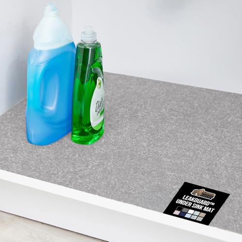 GORILLA GRIP LeakGuard Non-Adhesive Under Sink Mat for Kitchen Cabinet, Waterproof Quick Dry Shelf Liner, Durable Absorbent Felt Mats for Bathroom Sinks, Cabinets, Dresser, Easy Trim, 24x30 Light Gray - color: Light Gray, size: 24"W x 30"L