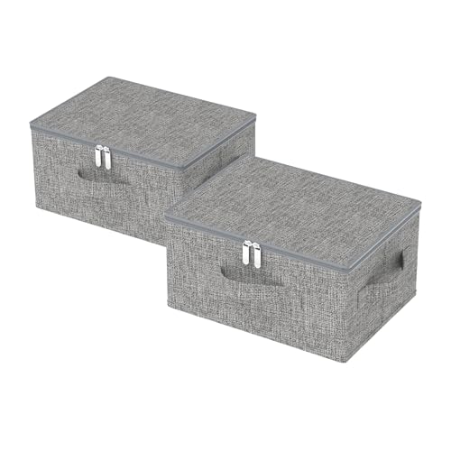 Underbed Storage Basket with Lid, Foldable Bed Sheet Boxes, Home Cube Bins for Organizing Clothes, Shoes, Blankets, Pillows, 15.7x11.8x7.8Inches, Grey, 2 Pack - color: Grey, size: 15.7x11.8x7.8 in(2 Pack)