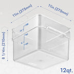 CURTA 8-Pack 12 Qt NSF Clear Polycarbonate Food Storage Containers with Blue Lids - Square, Commercial-Grade, Freezer & Dishwasher Safe, Stackable - color: 12.0 Qt 8-Pack(Blue Lids)