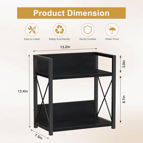 Giikin Countertop Organizer, 2 Tier Coffee Station Organizer for Desktop, Wood Counter Shelf Spice Rack for Kitchen (Black, M) - color: Black, size: Medium
