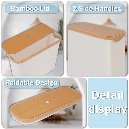 efluky Toilet Paper Basket, Toilet Paper Storage with Lid, Toilet Paper Organizer for Bathroom, Free Standing Toilet Paper Holder with Storage, Beige - color: Beige
