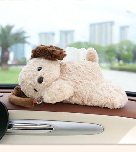Tissue Box Cover Plush Tissue Box Holder for Car, Home, Decorative Holder/Organizer for Bathroom Vanity Countertop, Nightstands, Office Desk-Puppy - color: Puppy