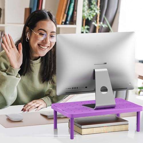WALI Computer Monitor Stand for Desk, Adjustable Laptop Riser, Desk Monitor Stand Underneath Storage for Office, Home, School Supplies (PTT001-V), 1 Pack, Violet - color: Violet, size: Basic