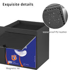 YAPISHI Tissue Box Cover with Storage Tray and Drawer, PU Leather Square Tissue Box Holder, Modern Cube Facial Tissue Dispenser, Makeup Holder, Remote Control Organizer for Nightstand, Bathroom Vanity - color: Black