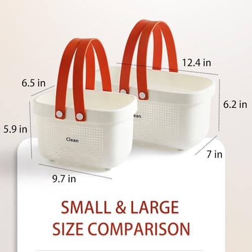 JiatuA Plastic Storage Basket with Handle Portable Shower Caddy Tote Organizer Basket Bin for Bathroom Kitchen Dorm Room Bedroom, Small White - color: White, size: Small