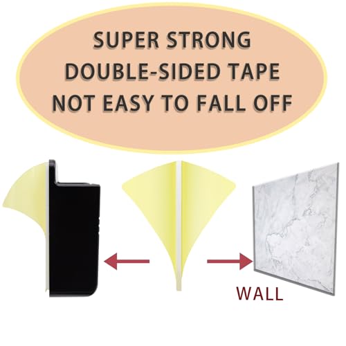 2 Pcs Wall Mount Phone Holder with 3M Adhesive Phone Stand with Data Cable Receiving Hole, Charger Remote Control Storage Box for Bedroom, Kitchen, Bathroom, Office (Black) - color: Black