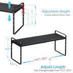 15.5 to 25.5 Inch Kitchen Cabinet Shelf Organizers, Adjustable Kitchen Counter Shelf Organizer, Set of 4 Expandable Countertop Storage Shelves, Stackable Design, 30LBS Heavy Duty, Space Saver - color: Black