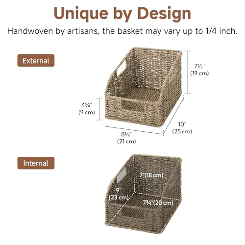 StorageWorks Wicker Baskets for Organizing, Pantry Organizers and Storage, Seagrass Storage Basket for Pantry Shelves, Natural, 2 Pack - color: Natural(Seagrass), size: 2x 8½"L x 10"W x 7½"H