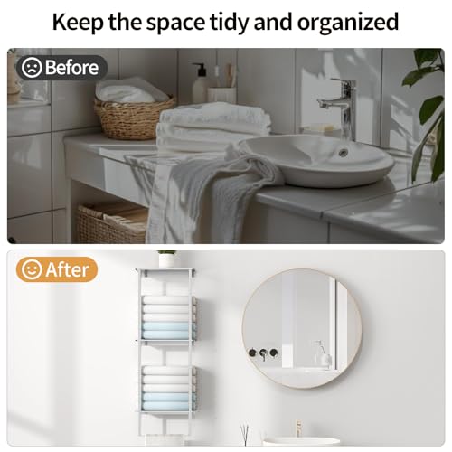 Towel Racks for Bathroom, 3 Tier Towel Rack with Shelf and Towel Bar, Wall Mounted Towel Rack, Towel Storage and Organizer - Brushed Nickel - color: Brushed Nickel - 3tier
