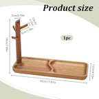 INFUNLY Wooden Key Holder with Tray 11.8x4.7x7.5 Inches Key Tray for Entryway Table Rustic Home Organizer Acacia Wood Key Tray Key Chain Display Stand for Home Phone Bracelets Watches