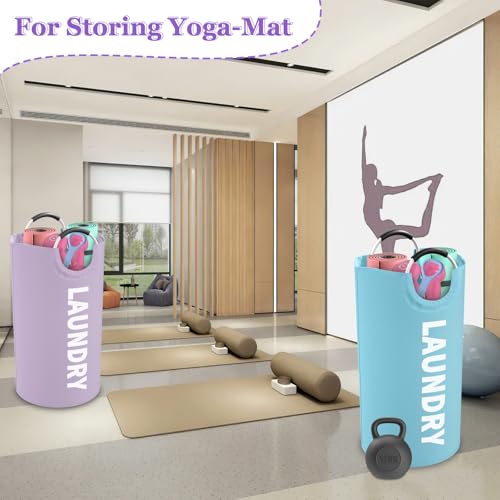 Set of 2 Collapsible Laundry Baskets with Handles, 95L Big Laundry Hampers for Bedroom, Waterproof Clothes Baskets, Independent Dirty Clothes Hamper for Travel, Nursery, Purple/Blue - color: Purple + Blue, size: L-95L