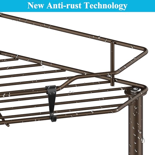 HuggieGems 4 Tier Floor Standing Corner Shower Caddy Organizer Shelf with Hooks, Bathroom Shelves Stand Rack, Bronze - color: Bronze, size: 4 Tier