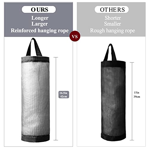 TOGETRUE Plastic Bag Holder, Mesh Grocery Bag Holder Hanging Storage Bag Dispenser (Dark Grey 2 Packs) - color: Dark Grey 2 Packs