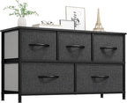 YITAHOME Dresser with 5 Drawers - Fabric Storage Tower, Black Dresser & Chest of Drawers, Organizer Unit for Bedroom - color: Black Ash Grey(new 2025), style: 5-Drawer