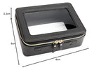 Aveniee Clear Makeup Bag Organizer, Portable Travel Toiletry Cosmetic Bag Case for Women, Heavy Duty Clear Pouch with zipper with Transparent Vinyl Windows & Gold Zippers(Black) - color: Black, style: Classic