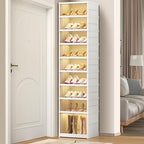 EHAMILY 9 Tier Foldable Shoe Rack Organizer for Closet 18-36Pairs Plastic Collapsible Shoe Racks Shelf Stackable Clear Folding Shoes Storage boxes for Small Spaces Narrow Shoe Storage Cabinet - size: 9 Tiers 18 Pairs