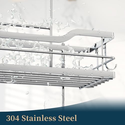 Consumest Over The Door Shower Caddy - 3 Tier Shower Shelves Hanging with Soap Holders, Large Capacity Shower Organizer with 6 Hooks, Bathroom Rack and Storage, Silver - color: Silver, size: 3 Tier