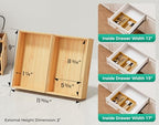 Bamboo Kitchen Drawer Organizer Boxes – 9" x 6" Stackable Wood Silverware Utensil Tray for Drawers Bins, Cutlery & Flatware Storage – Wooden Organizers Set of 2 for Junk Drawer, Bathroom, RV - size: 9" x 6" x 2"