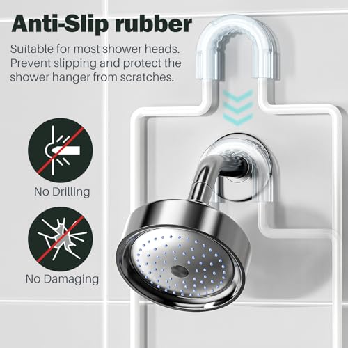 Epicano Shower Caddy Hanging, Anti-Swing Over Head Shower Caddy Rustproof with hooks for Towels, Sponge and more,White - color: White