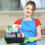 Wesiti 6 Pcs Cleaning Caddy with Handle Large Plastic Housekeeping Shower Basket Cleaning Supplies Organizer for Spray Bottles Brush Home Bathroom Office(Black) - color: Black