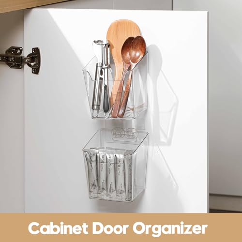Clear Acrylic Pen Holder, 6 Pack Cabinet Door Organizer Adhesive, Bathroom Wall Mount Caddy Kitchen Plastic Storage Bin Box for Office Marker,Art Supply, Small Cleaning Supply, Seasoning Drink Packet - color: 6 Pack, size: Medium