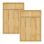 Bamboo Utensil Organizer for Kitchen Drawers, Utensil Tray and Cutlery Silverware Holder,Wood Drawer Dividers with 5 Slots（2 pack） - size: 5 Slots - 2 Packs